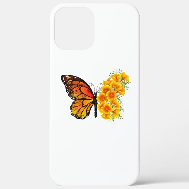 Flower Butterfly with Yellow California Poppy Case-Mate iPhone Case (Back)
