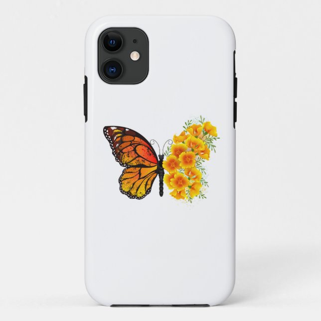 Flower Butterfly with Yellow California Poppy Case-Mate iPhone Case (Back)
