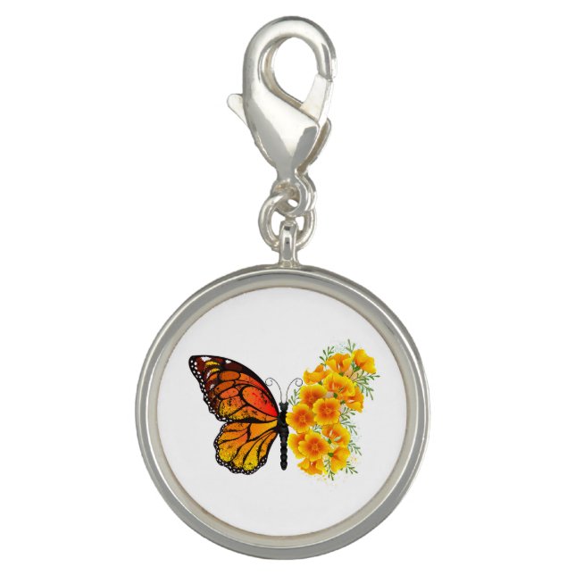 Flower Butterfly with Yellow California Poppy Charm (Front)