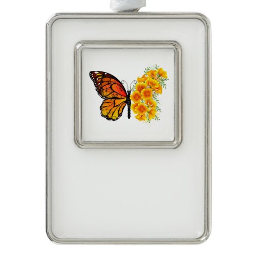 Flower Butterfly with Yellow California Poppy Christmas Ornament