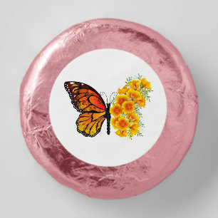 Flower Butterfly with Yellow California Poppy Dipped Oreo Cookie Favors