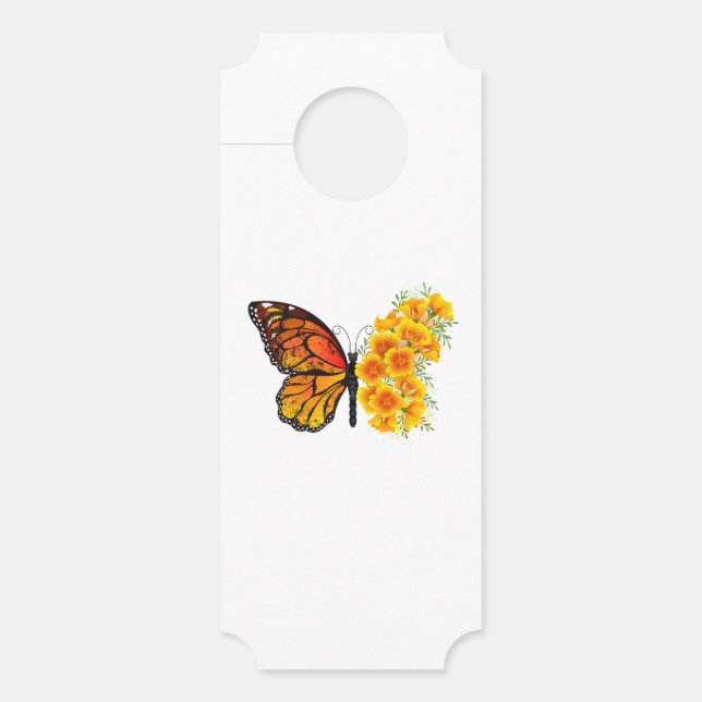 Flower Butterfly with Yellow California Poppy Door Hanger (Front)