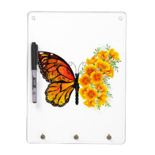 Flower Butterfly with Yellow California Poppy Dry Erase Board