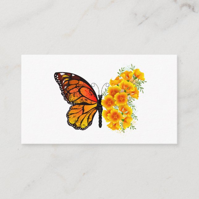 Flower Butterfly with Yellow California Poppy Enclosure Card (Front)