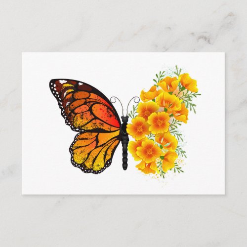 Flower Butterfly with Yellow California Poppy Enclosure Card