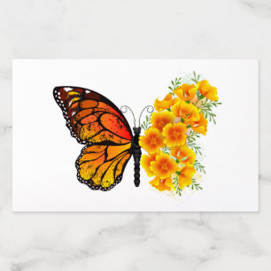 Flower Butterfly with Yellow California Poppy Envelope Liner