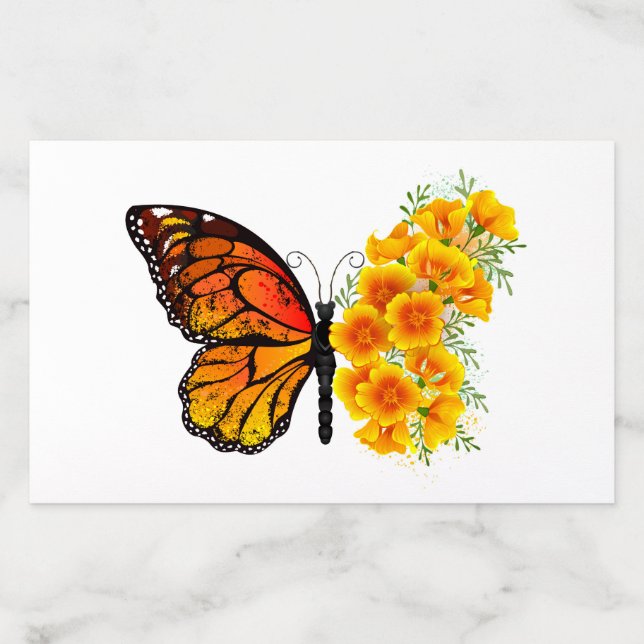 Flower Butterfly with Yellow California Poppy Envelope Liner (Design)