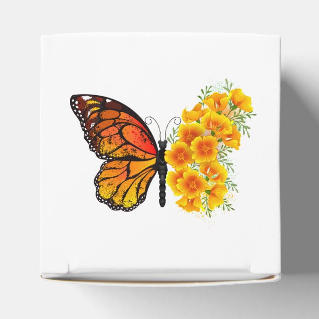 Flower Butterfly with Yellow California Poppy Favor Boxes (Top)