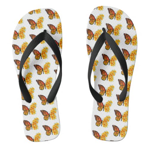 Flower Butterfly with Yellow California Poppy Flip Flops