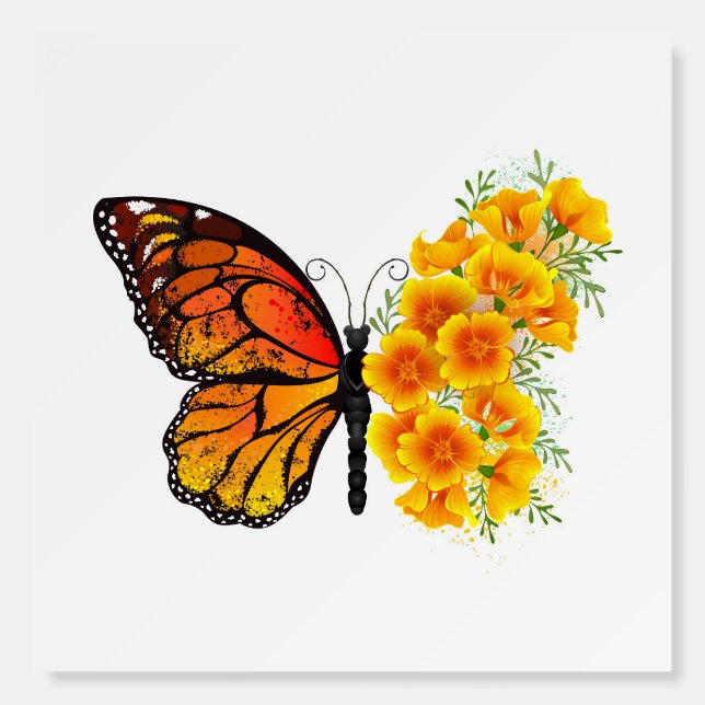 Flower Butterfly with Yellow California Poppy Foam Board (Front)