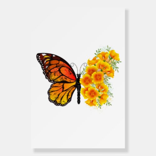 Flower Butterfly with Yellow California Poppy Foam Board