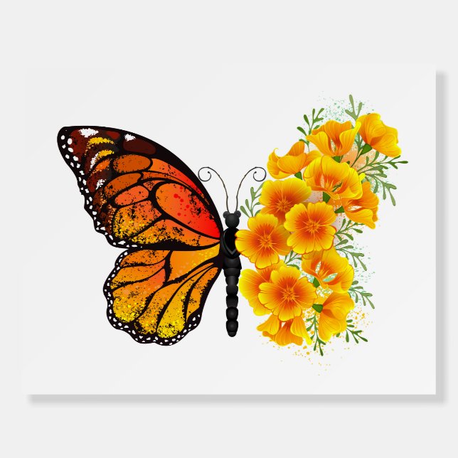 Flower Butterfly with Yellow California Poppy Foam Board (Front)