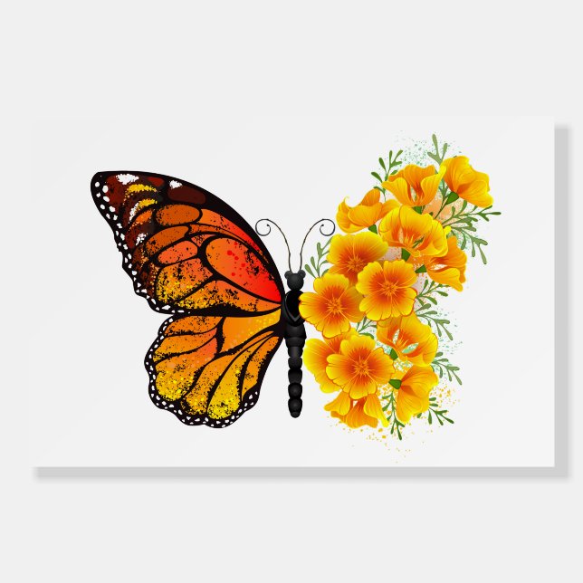Flower Butterfly with Yellow California Poppy Foam Board (Front)