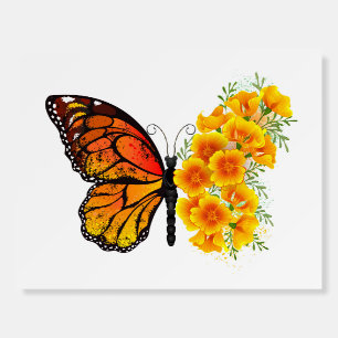 Flower Butterfly with Yellow California Poppy Foam Board