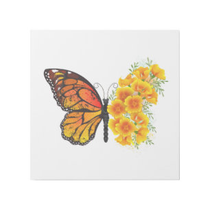 Flower Butterfly with Yellow California Poppy Gallery Wrap