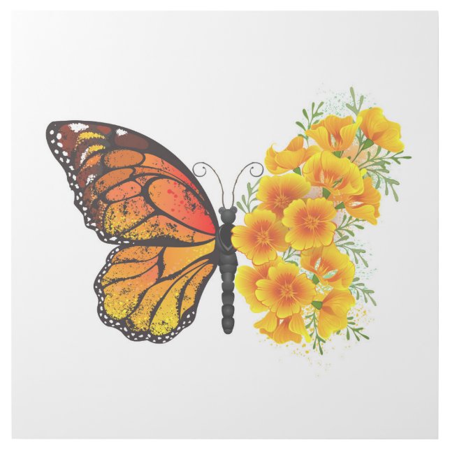 Flower Butterfly with Yellow California Poppy Gallery Wrap (Front)