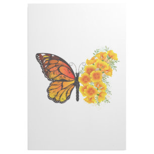 Flower Butterfly with Yellow California Poppy Gallery Wrap