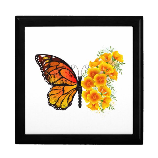 Flower Butterfly with Yellow California Poppy Gift Box (Front)