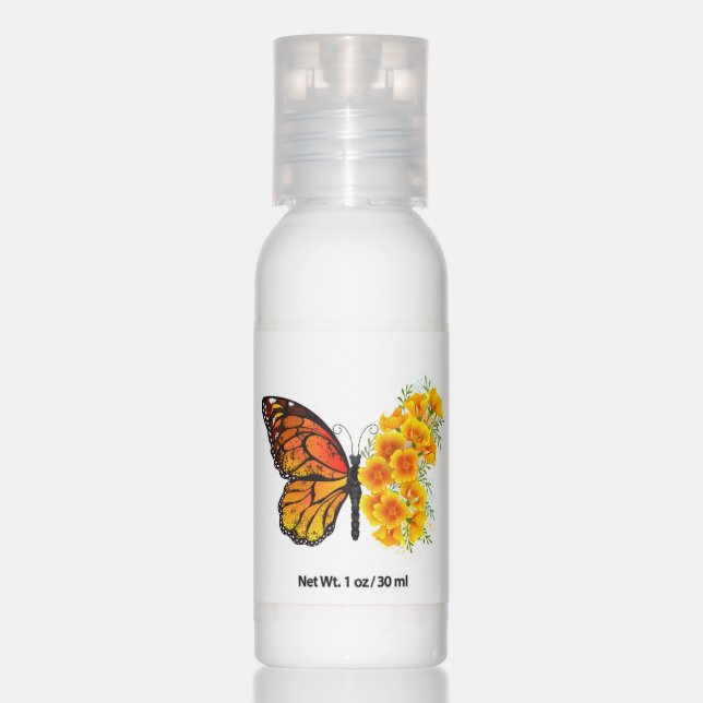 Flower Butterfly with Yellow California Poppy Hand Lotion (Front)