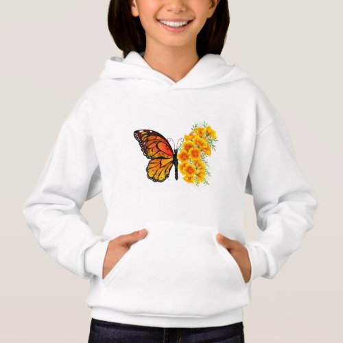 Flower Butterfly with Yellow California Poppy Hoodie