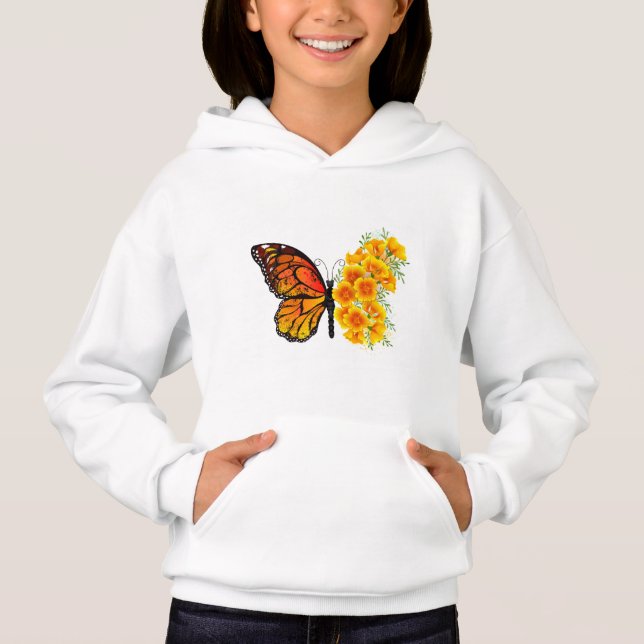 Flower Butterfly with Yellow California Poppy Hoodie (Front)