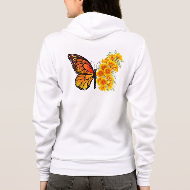 Flower Butterfly with Yellow California Poppy Hoodie (Back)
