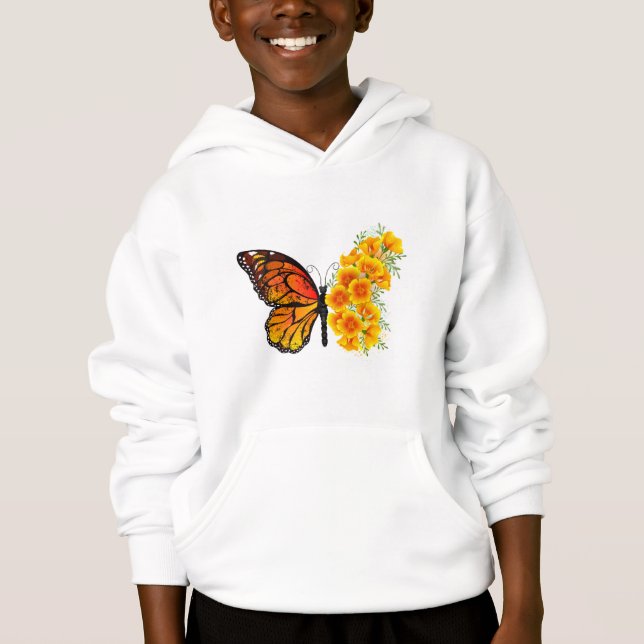 Flower Butterfly with Yellow California Poppy Hoodie (Front)
