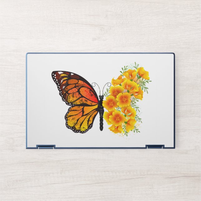 Flower Butterfly with Yellow California Poppy HP Laptop Skin (Front)