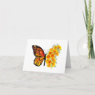 Flower Butterfly with Yellow California Poppy Invitation