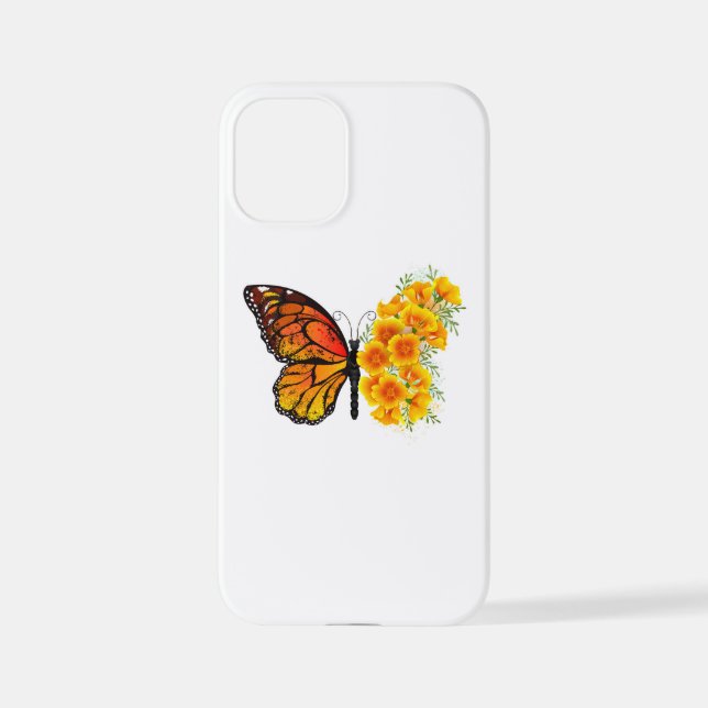 Flower Butterfly with Yellow California Poppy iPhone Case (Back)