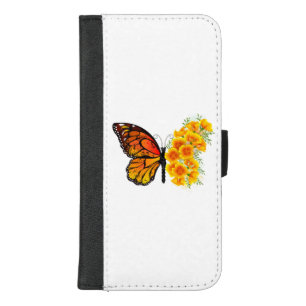 Flower Butterfly with Yellow California Poppy iPhone 8/7 Plus Wallet Case