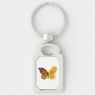 Flower Butterfly with Yellow California Poppy Keychain