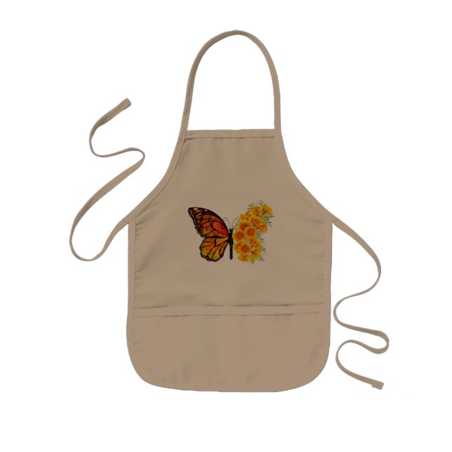 Flower Butterfly with Yellow California Poppy Kids' Apron (Front)