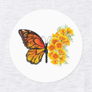 Flower Butterfly with Yellow California Poppy Kids' Labels