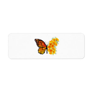 Flower Butterfly with Yellow California Poppy Label