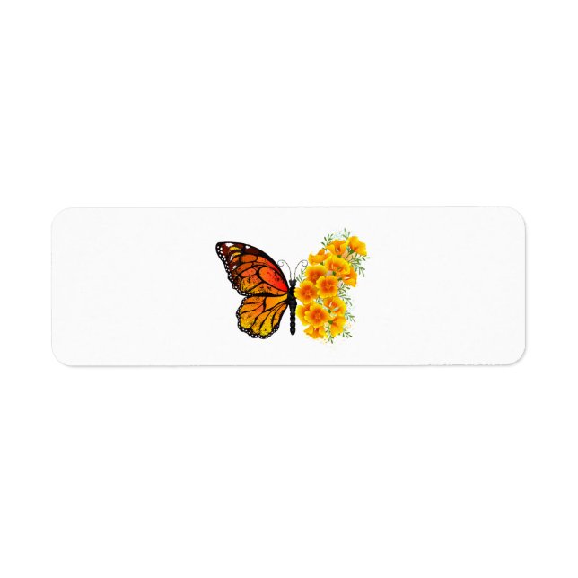Flower Butterfly with Yellow California Poppy Label (Front)