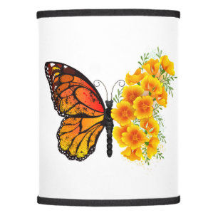 Flower Butterfly with Yellow California Poppy Lamp Shade