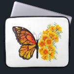 Flower Butterfly with Yellow California Poppy Laptop Sleeve<br><div class="desc">Orange,  detailed monarch butterfly with wing decorated with yellow,  vibrant California poppy on white background.</div>