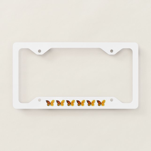 Flower Butterfly with Yellow California Poppy License Plate Frame (Front)