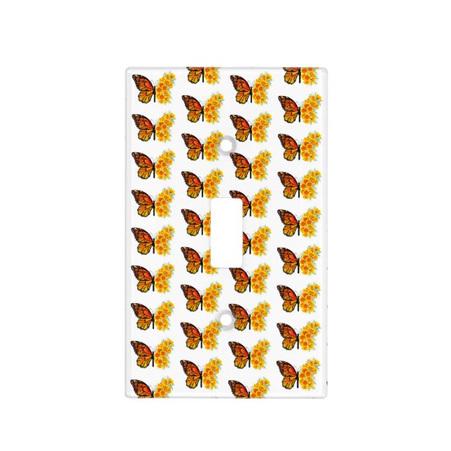 Flower Butterfly with Yellow California Poppy Light Switch Cover (Front)