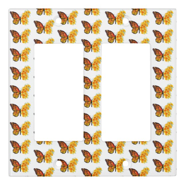 Flower Butterfly with Yellow California Poppy Light Switch Cover (Front)