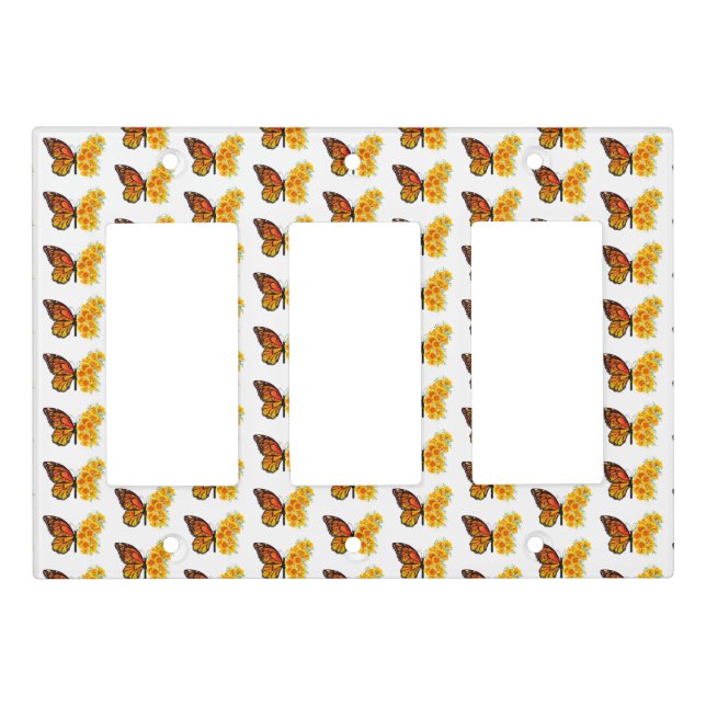 Flower Butterfly with Yellow California Poppy Light Switch Cover (Front)
