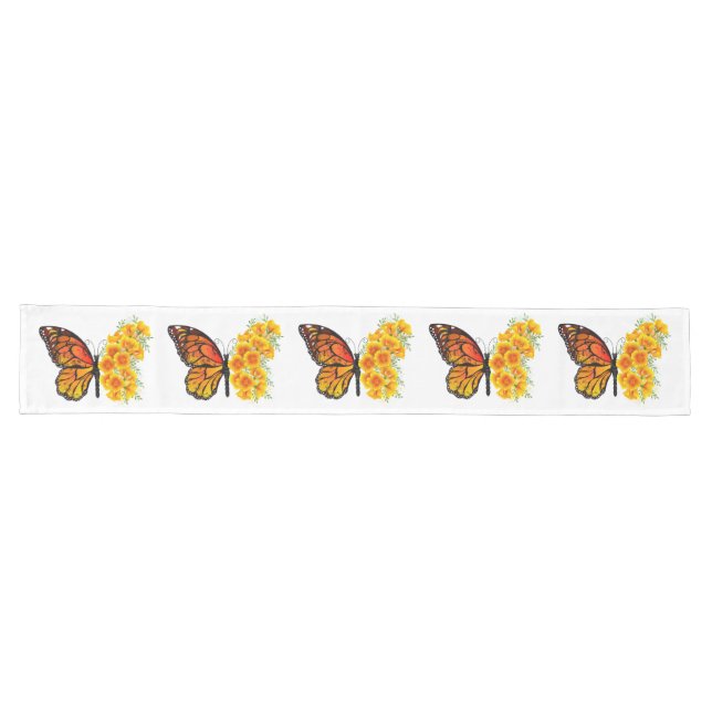 Flower Butterfly with Yellow California Poppy Long Table Runner (Horizontal)