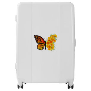 Flower Butterfly with Yellow California Poppy Luggage