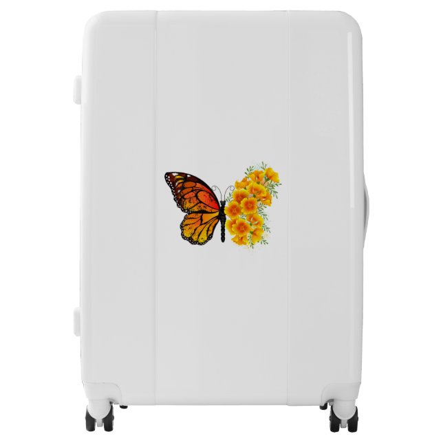 Flower Butterfly with Yellow California Poppy Luggage (Front)