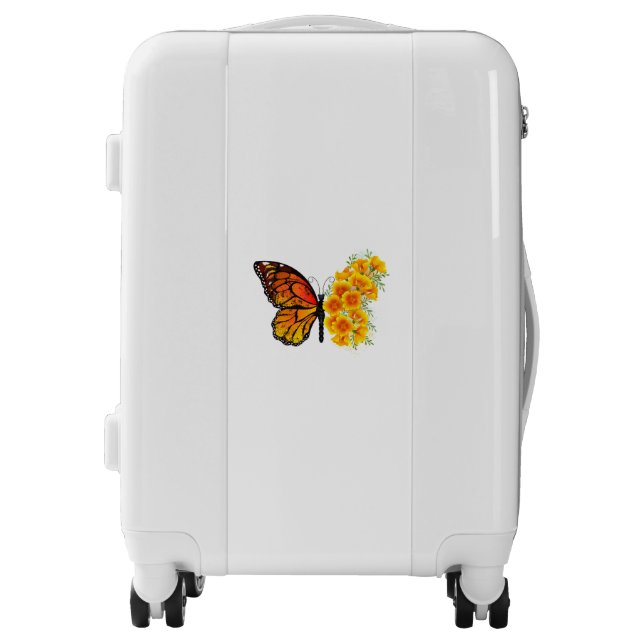 Flower Butterfly with Yellow California Poppy Luggage (Front)