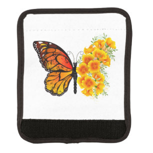 Flower Butterfly with Yellow California Poppy Luggage Handle Wrap