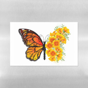 Flower Butterfly with Yellow California Poppy Magnetic Dry Erase Sheet