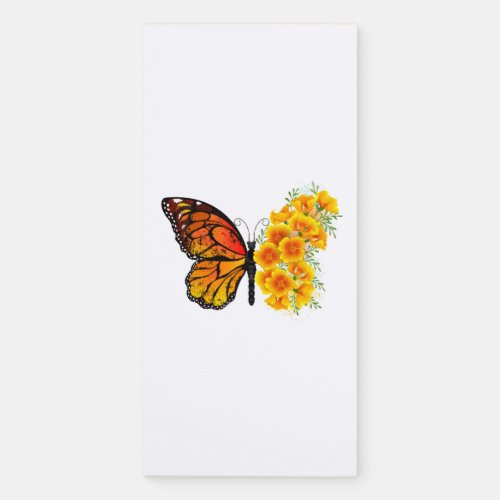 Flower Butterfly with Yellow California Poppy Magnetic Notepad