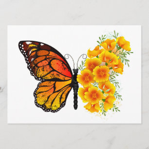 Flower Butterfly with Yellow California Poppy Menu